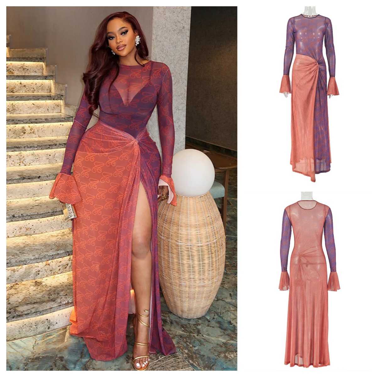 Sexy Mesh Sheer Bodycon Dress - Y2k Retro Sexy Women Sheer Mesh