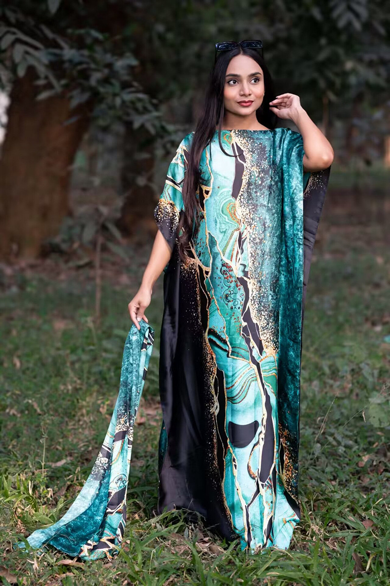 Causal Three Printed Silky Kaf - Boho Summer Beach Maxi Dress 评论和价格